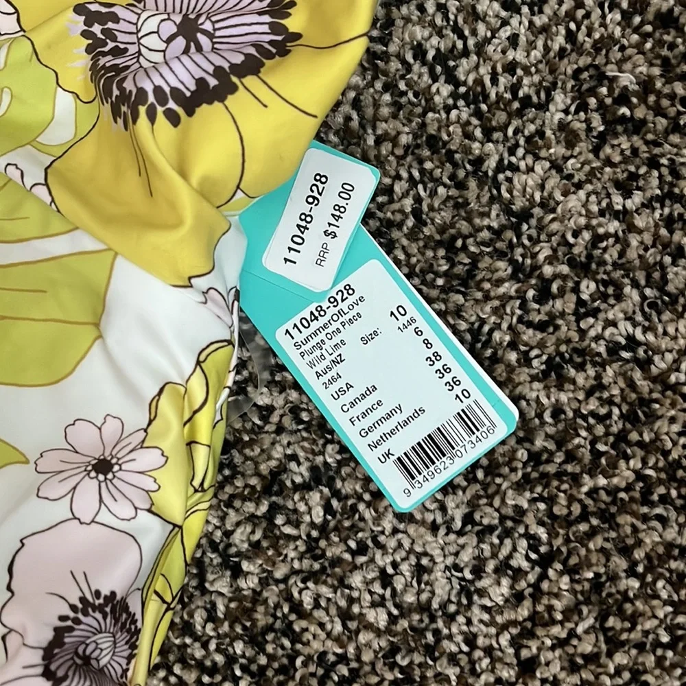 Seafolly Summer of Love Plunge One-Piece Wild Lime, NWT - Picture 3 of 7